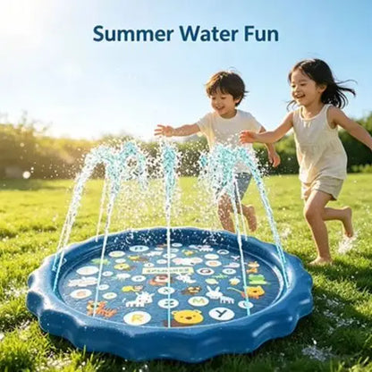 100/170cm Outdoor Kids Sprinkler Play Pad Mat Lawn Beach Letters Inflatable Water Pad Spray Water Games Mat Beach Cushion