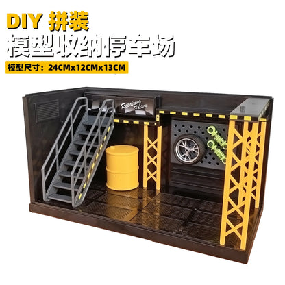 1:24 1:32 Scale Lighting Parking Lot Assembly Toy Diecast Alloy Model Car Garage DIY Scene Collection Display Toy Children Gift
