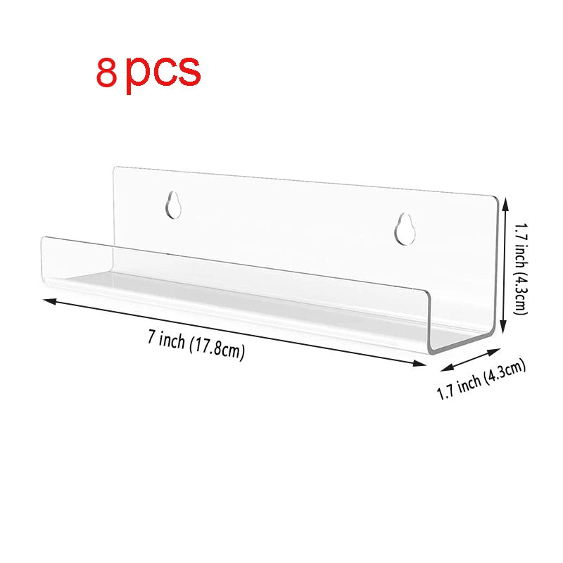 2/4/6/8pcs Clear Vinyl Record Shelf Wall Mount Holder Wall Acrylic Album Record Holder Display Your Daily LP For Home Decor