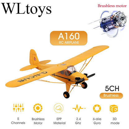 Hot Sale RC Plane RTF 2.4G Brushless Motor 3D/6G Remote Control Airplane  Wltoys A160 Upgraded J3-CUB Ready To Fly