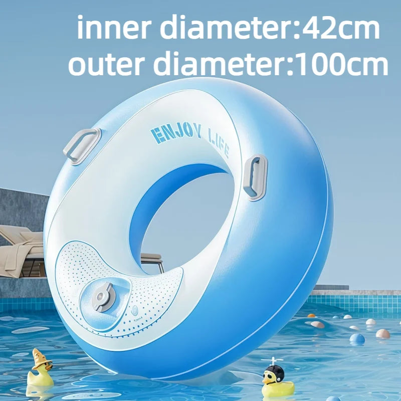 60-100cm Double Handle Thicken Swimming Ring Pool Float Water Play Summer Beach Party Swimming Circle Press‑to‑Inflate