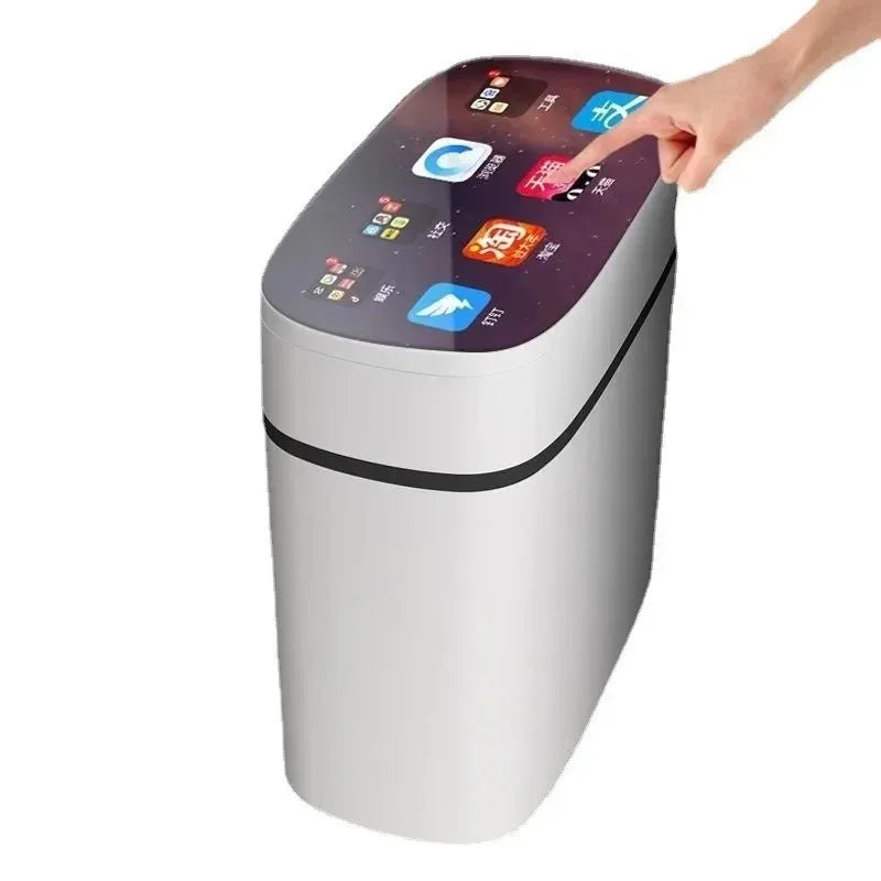 Intelligent induction trash can, automatic household living room, bathroom, electric new version, seam belt cover trash bin