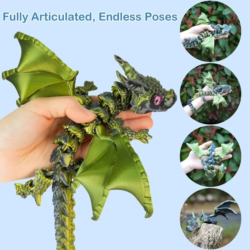 New 3D Printed Wyvern Dragon with Wings Simulation Model Gift Articulated Dragons Fidget Dragons Desktop Ornaments