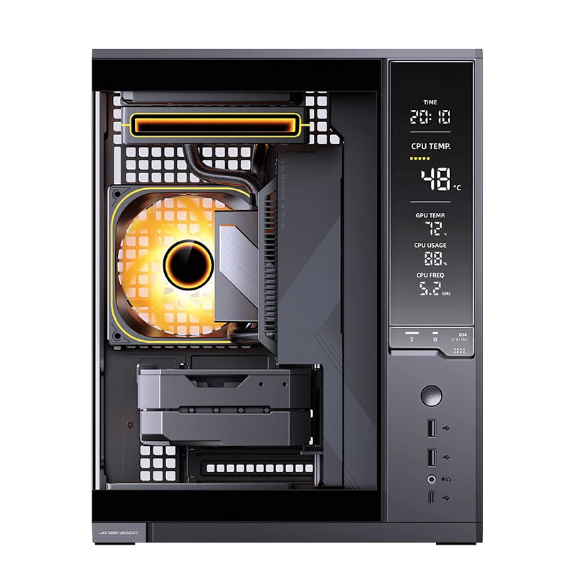 Jonsbo D34 Desktop MATX Mini-ITX Seaview Room PC Case Hardware Monitoring Digital Screen Gaming Chassis Support 280 Water-cooled