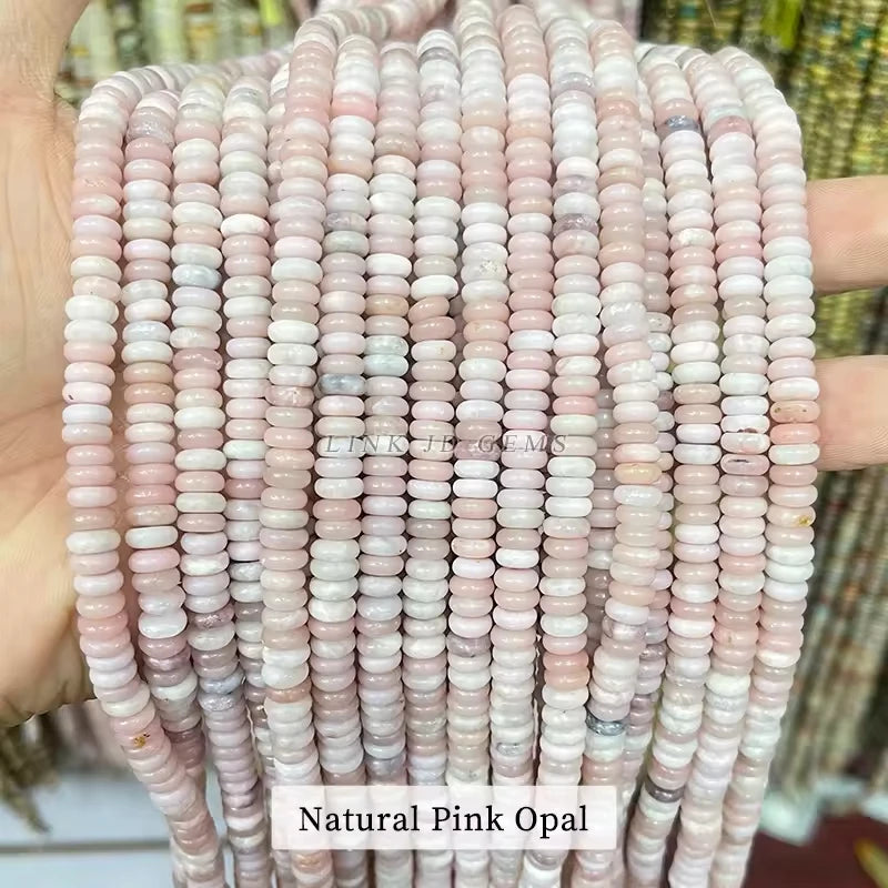 6x2mm Natural Stone Amethyst Pink Quartz Flat Rondelle Bead Smooth Loose Bead for Jewelry Making DIY Bracelet Necklace Accessory