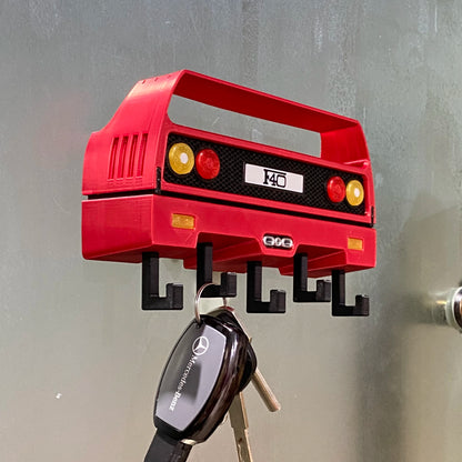 3D Printed Classic Supercar Rear Wall Key Holder Hooks F40 Car Enthusiasts Gift Wall Mount Key Organizer For Keys Glasses Small