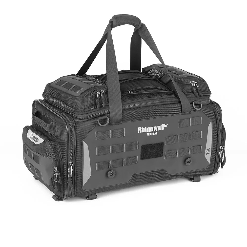 Rhinowalk Motorcycle Tail Bag Waterproof 50-70L Expandable Back Seat Bag Dry-Wet Separation Versatile Backpack 14" Laptop Pocket