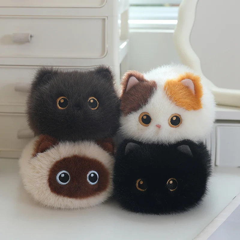 20cm Cute Cat Plush Toy Black Cat Siamese Kitten Calico Cat Plush Doll Decompression Round Cat Stuffed Toy Kid Birthyday Gift