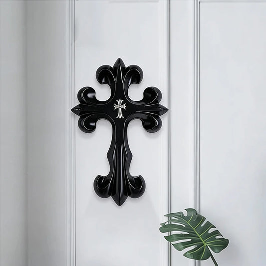 Vintage Cross Ornament Retro Carving Cross Decoration Home Living Room Bedroom Wall Decoration Gift