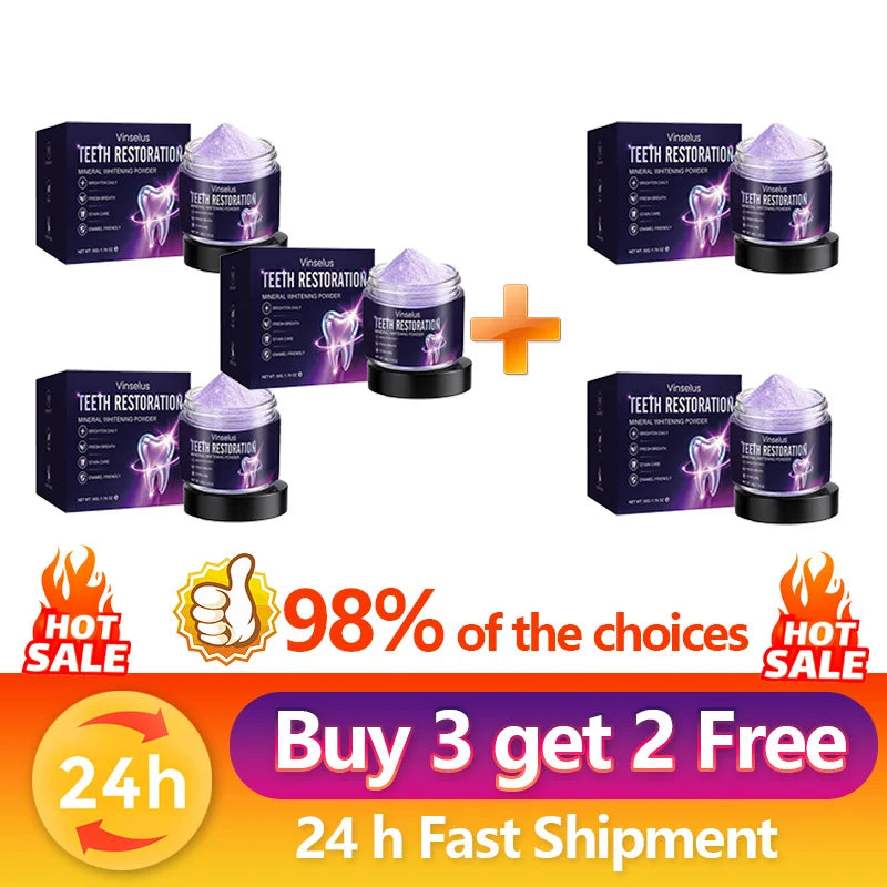 Vinselus Mineral Whitening Tooth Powder 50g – Daily Brightening, Fresh Breath & Stain Care, Enamel Friendly