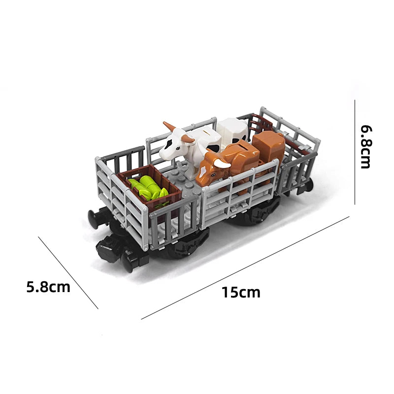 MOC Train Carriage Model, Rail Transport Vehicle, Coal Transport Vehicle, Rail Lift Pole Indicator Light, Train Accessories
