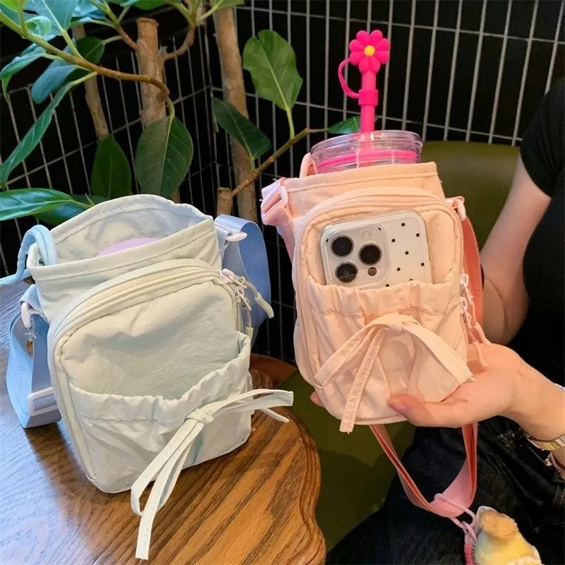 New Lightweight Crossbody Phone Bag for Women Outdoor Sports Cycling Bag Water Bottle Holder Travel Bag  Knot Design