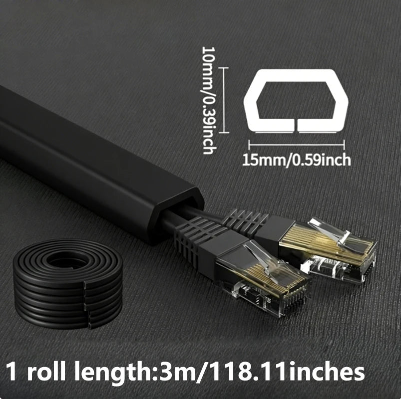 1PC 1/3M Self-Adhesive PVC Cable Management Strip Decorative Wire Protection Strip Suitable for Covering Wires on Walls Floors