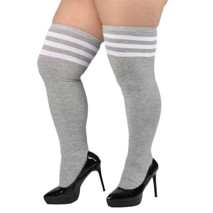 2026new Large Plus Size Thigh High Stockings White Black Over Knee Long Socks for Oversized Woman Thick Leg Warmer Autumn Winter