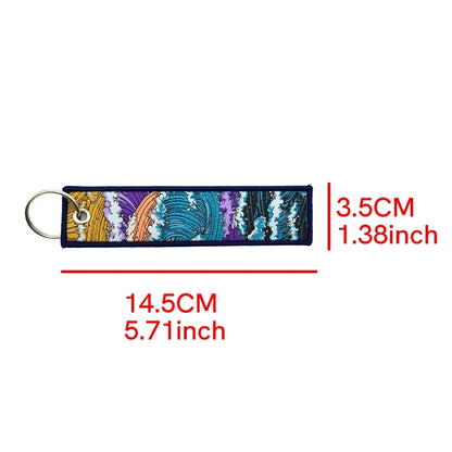Fujiwara Tofu Embroidery Keyring Car Keychain JDM Key Tag Lanyard Refit Gift Red Sun Racing Team Auto Motorcycle Accessories