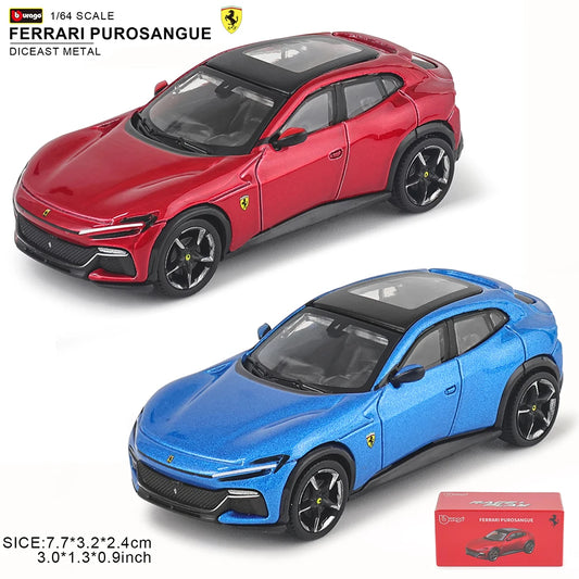 Bburago 1:64 FERRARI Purosangue 296 GTB ASSETTO FIORANO car model series children's Christmas boy gift toys