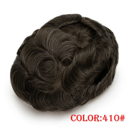0.03mm Thin Skin Men's Wig 90% 100% Density Human Hair Men Toupee Capillary Prosthesis V Loop Natural Hairline for Hair Loss