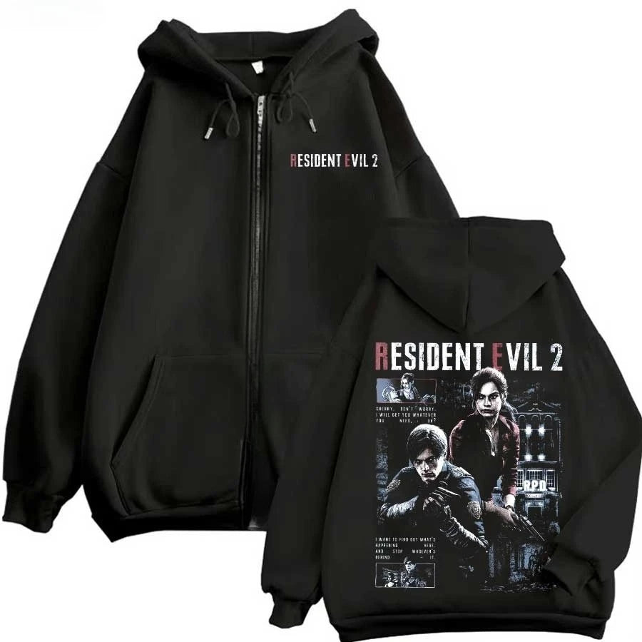 Resident Evil Game Hooded Zipper Men's and Women's Pattern Printed Hoodie Comfortable Hoodie Loose Street Style