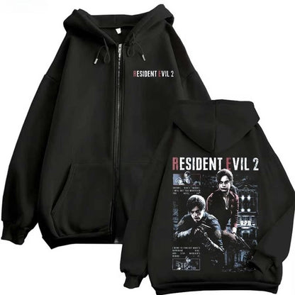 Resident Evil Game Hooded Zipper Men's and Women's Pattern Printed Hoodie Comfortable Hoodie Loose Street Style