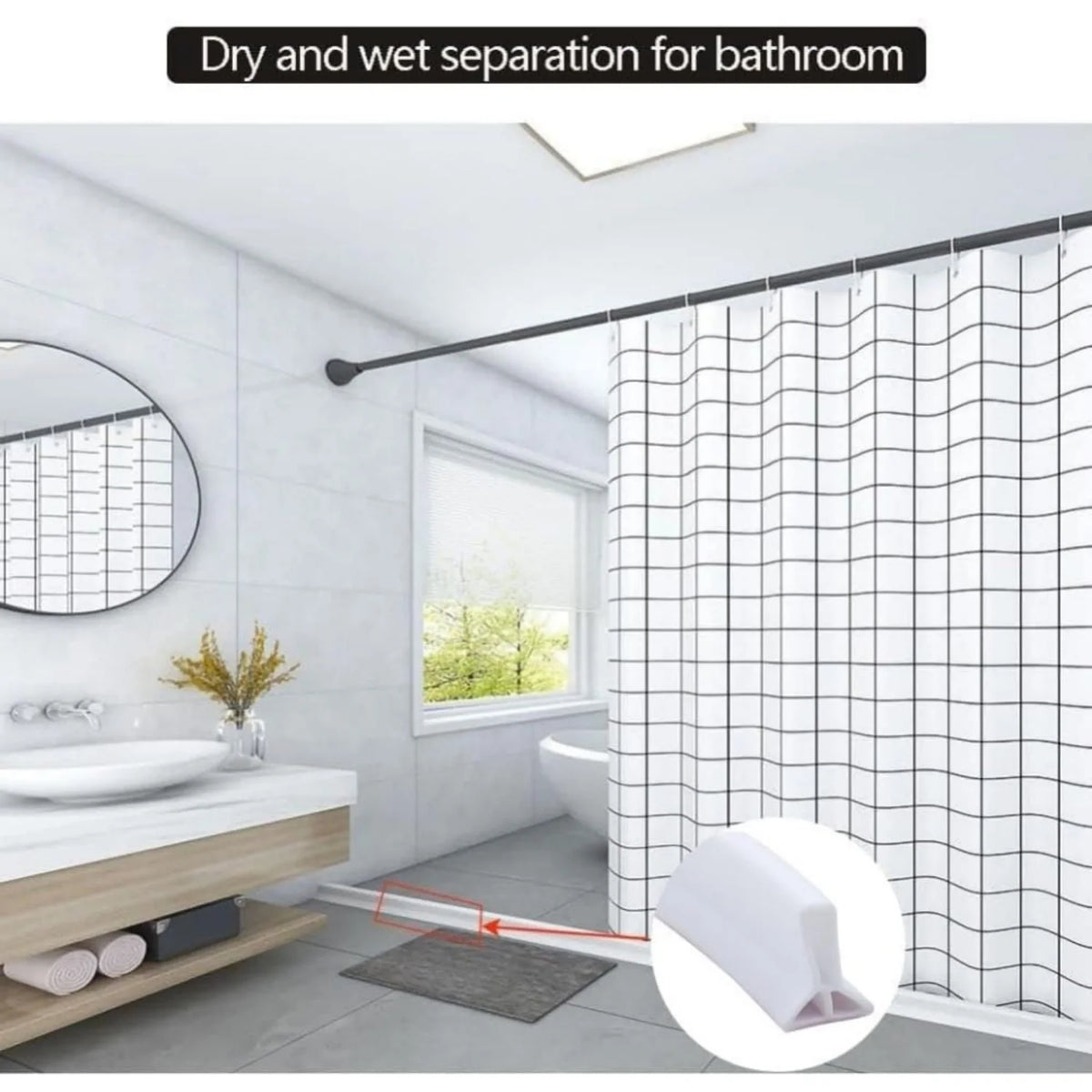 Water Barrier Heigh 3/5cm Self Adhesive Bendable Water Retaining Strip for Kitchen Bathroom Separation Shower Accessories