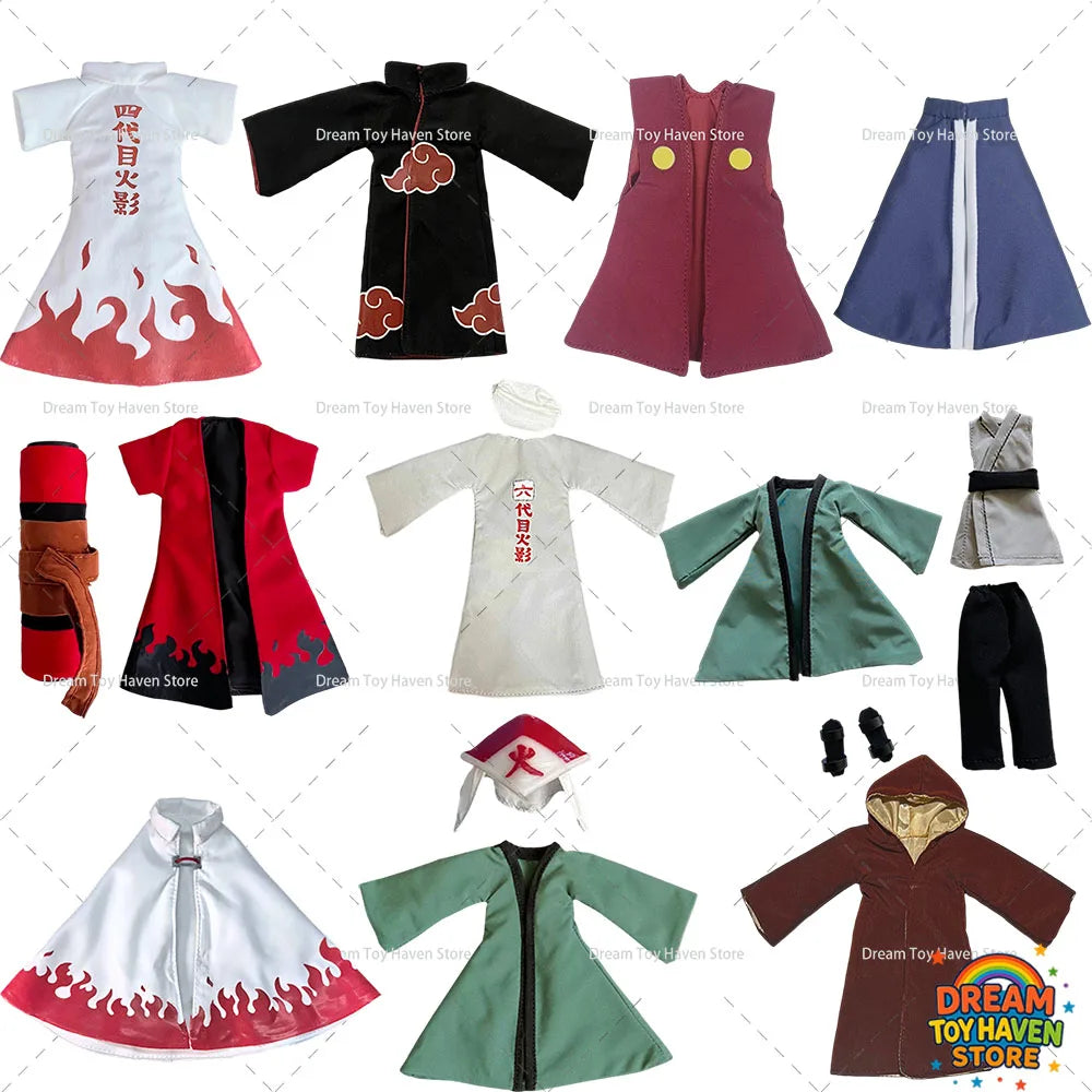 SHF 1/12 Scale Soldier Cloak Naruto Uzumaki Gown Sasuke Uchiha Jacket Ninja Martial Arts Uniform For 6Inch Action Figure Dolls