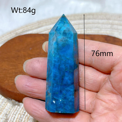 Natural Crystal Blue Flashy Apatite Tower Healing Gemstones High Quality Mineral Reiki Ornament Home Decorations Gift
