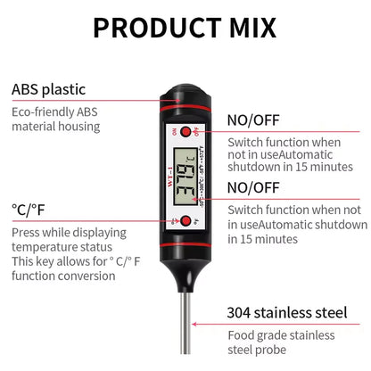 -50-300℃ Digital Food Thermometer For Meat Kitchen Cooking Water Milk Food Probe Temperature Meter BBQ Electronic Oven Tool