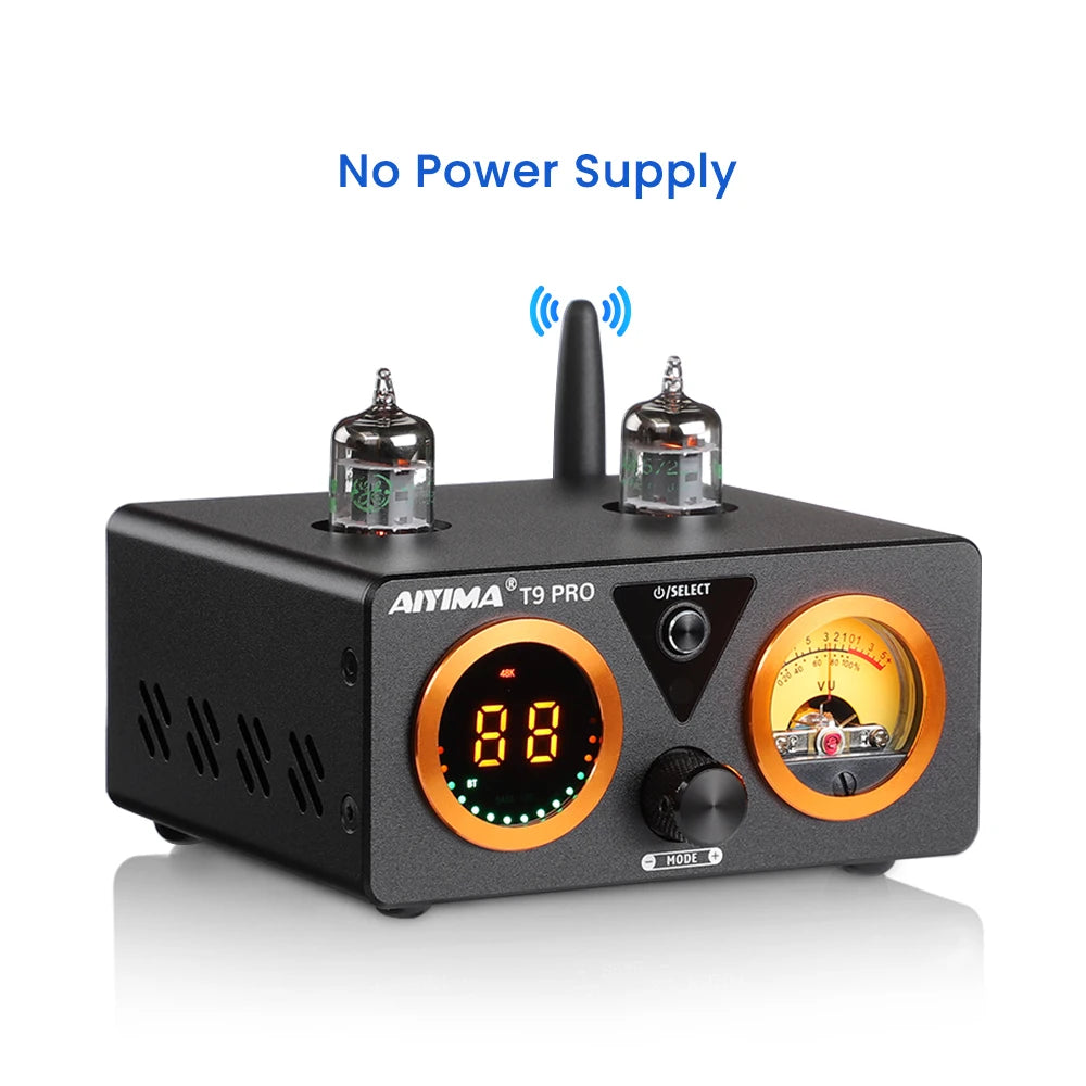 AIYIMA Audio T9 Pro Stereo Vacuum Tube Amplifier Bluetooth 5.1 QCC3040 Aptx USB DAC COAX OPT HiFi Home Digital Amp VU Meter 100w