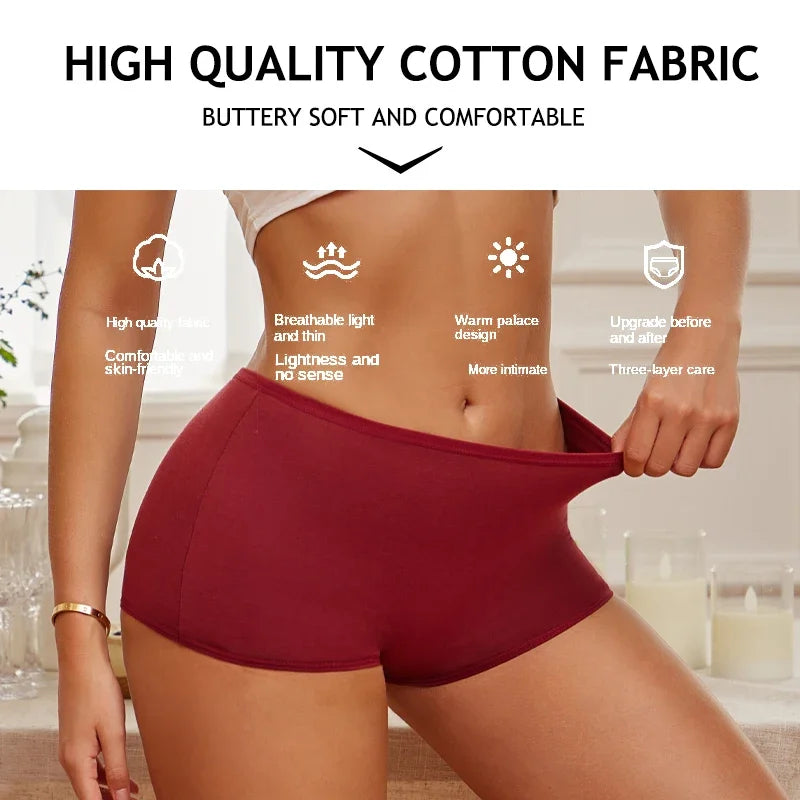 3PCS/Set Women Cotton Panties Sexy Low Rise Boyshorts  Seamless Sports Boxers Female Comfortable Underwear Solid Color Lingerie