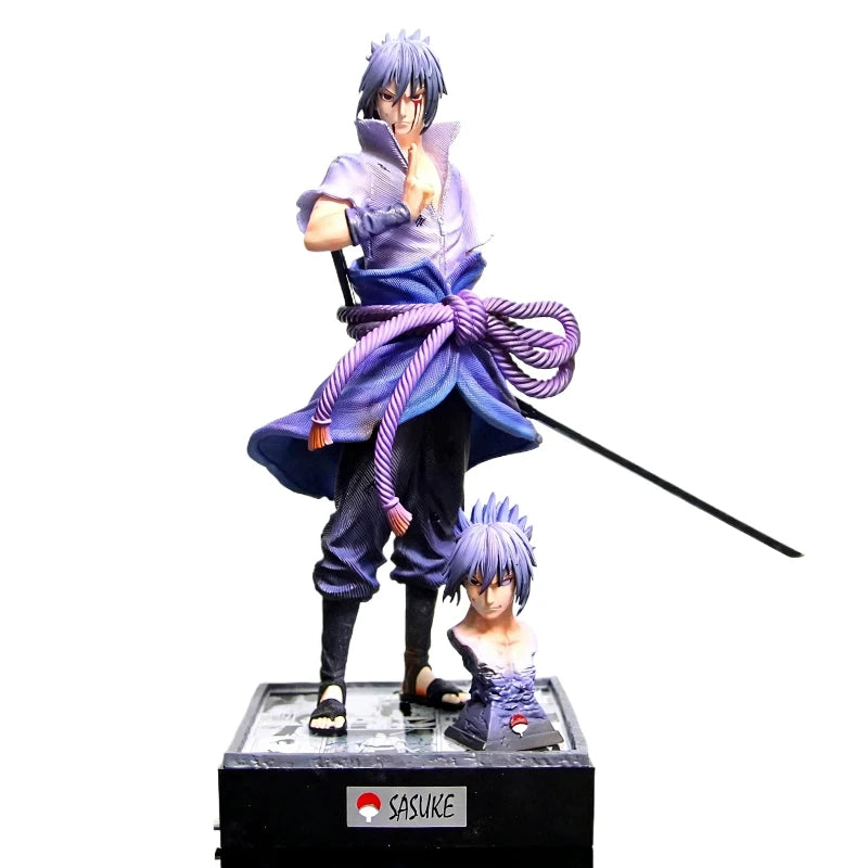 5 Styles Anime Naruto Figure Uchiha Sasuke Light Up Figure Scene Base Ninja Model Toy Collect Statue Desktop Ornament Boy Gift