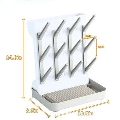 Baby Bottle Drying Rack - Multi-Level Dish Drainer with Brush Holder, Milk Bottle Sterilizer Stand & Storage Organizer