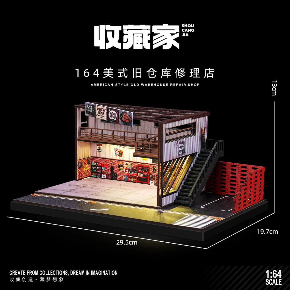 1:64 Scale Car Garage Diorama Model Assemble LED Lighting Car Parking Lot Backdrop Display Scene Model Toy Collection Gift