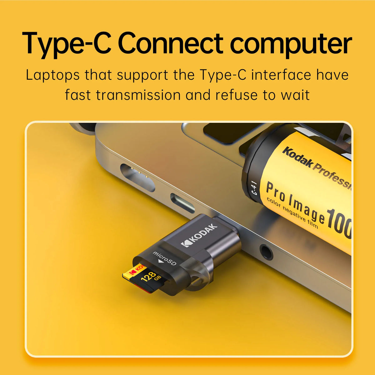 KODAK Type-C 3.0 Micro SD Card Reader TF Card Reader USB-C Adapter High Speed Memory Card Reader for Phone Laptop Tablet
