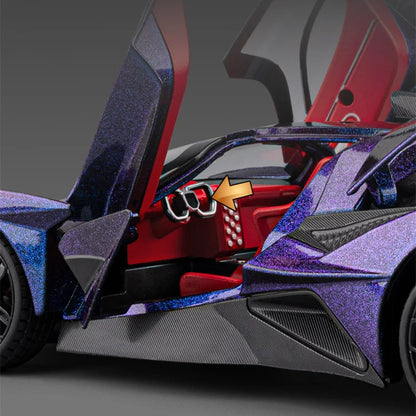 1:18 Apollo Project EVO Alloy Sports Car Model Diecast Metal Concept Racing Car Vehicle Model Sound and Light Childrens Toy Gift