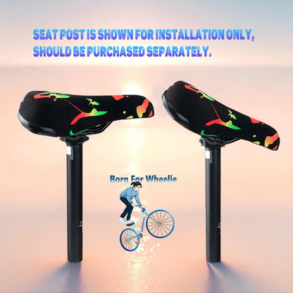 Funsea Bicycle Saddle Stunt Wheelie Bike Seat Silicon Printing Rasta Cycling Flannelette With Super Strong 8mm Steel Rail Rasta