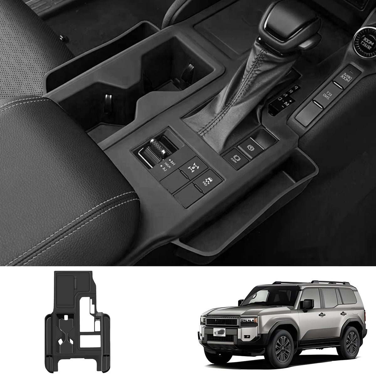 LHD RHD for Toyota Land Cruiser Prado J250 LC250 2024 2025 Silicone Gear Shift Panel Cover with Storage Box Console Organizer