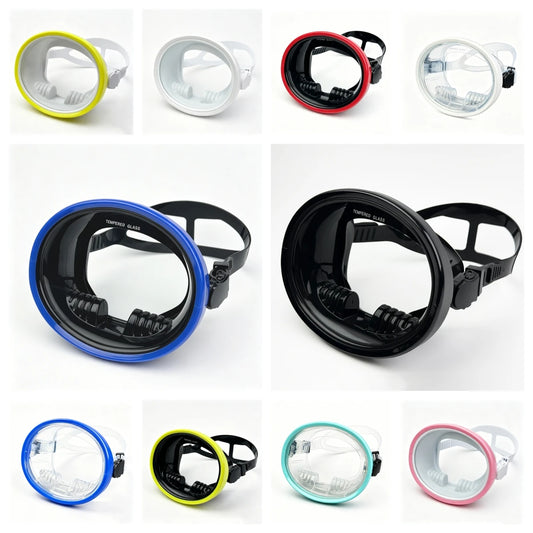 Oval Diving Mask Spearfishing Mask Classic Retro-Style Panoramic Wide View Scuba Goggles Tempered Glass Lens for Adults