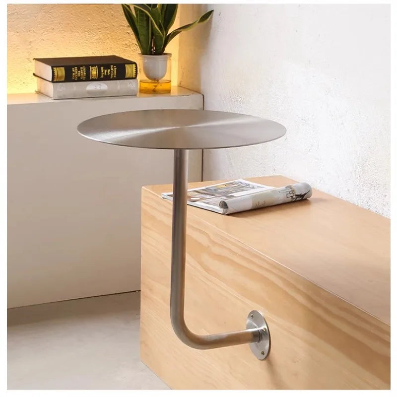 Wall Mounted Floating round Table Stainless Steel Space Saving for Small Living Room Bedroom Coffee Shop Dining Table Design