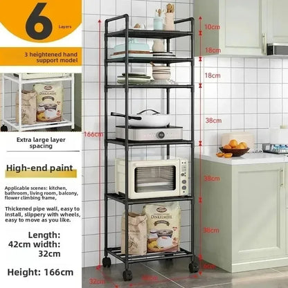 Multi-layer adjustable mobile storage truck, simple household rack, kitchen dish drain rack