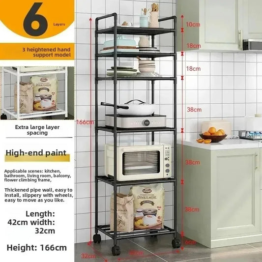 Multi-layer adjustable mobile storage truck, simple household rack, kitchen dish drain rack
