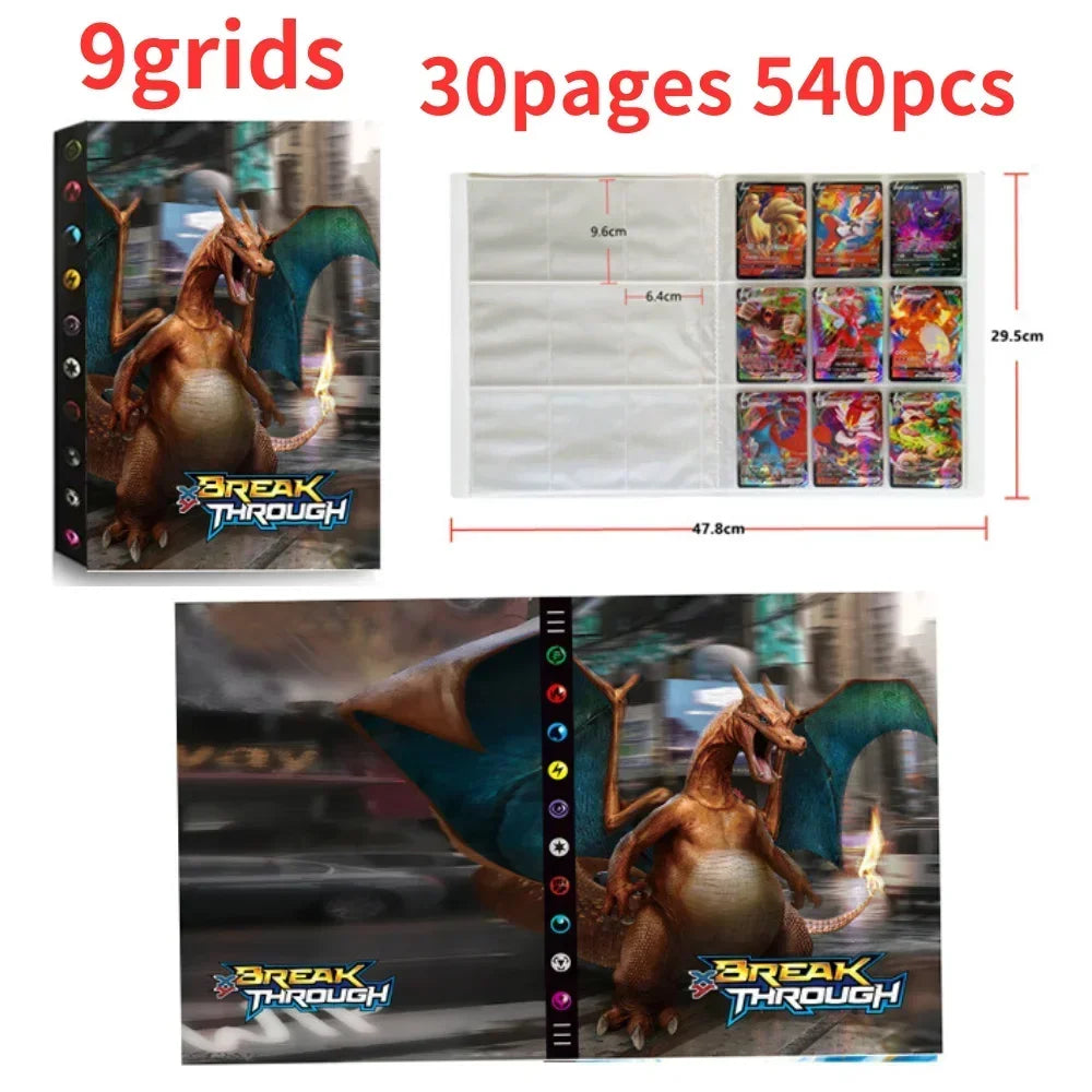 9 Pocket Cards Album Holder Cartoon 432 Card Anime Map Game Collection Binder Book Folder Top Toys Gift for Kids