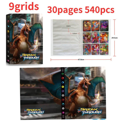 9 Pocket Cards Album Holder Cartoon 432 Card Anime Map Game Collection Binder Book Folder Top Toys Gift for Kids