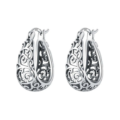 PANPOKI Original 925 Sterling Silver Beautiful Tulip Flower Earrings Women Hoop Earring Anniversary Jewelry Trendy Gifts