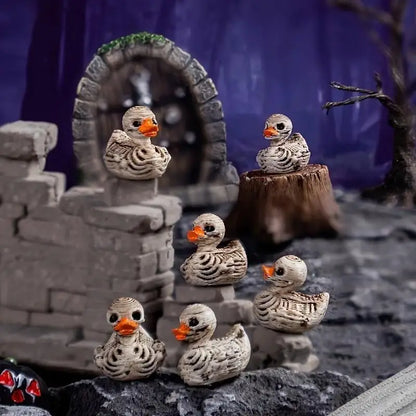20-Pack 0.6in Gothic Cute Skull Ducks - Resin Figurines for Halloween, Gothic Home, Office, Party - Compact Desk Decor