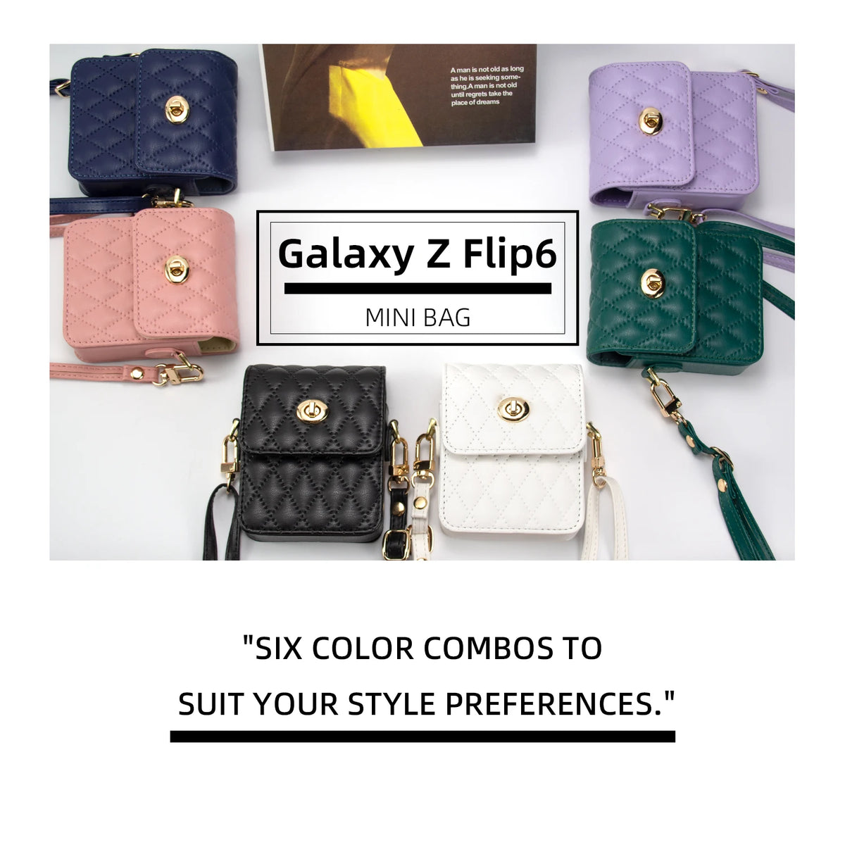 Women&Girls Fashion PU Leather Mini Phone Bag With Adjustable Crossbody Lanyard Strap For Galaxy Z Flip 7/6/5/4/3 Phone Case