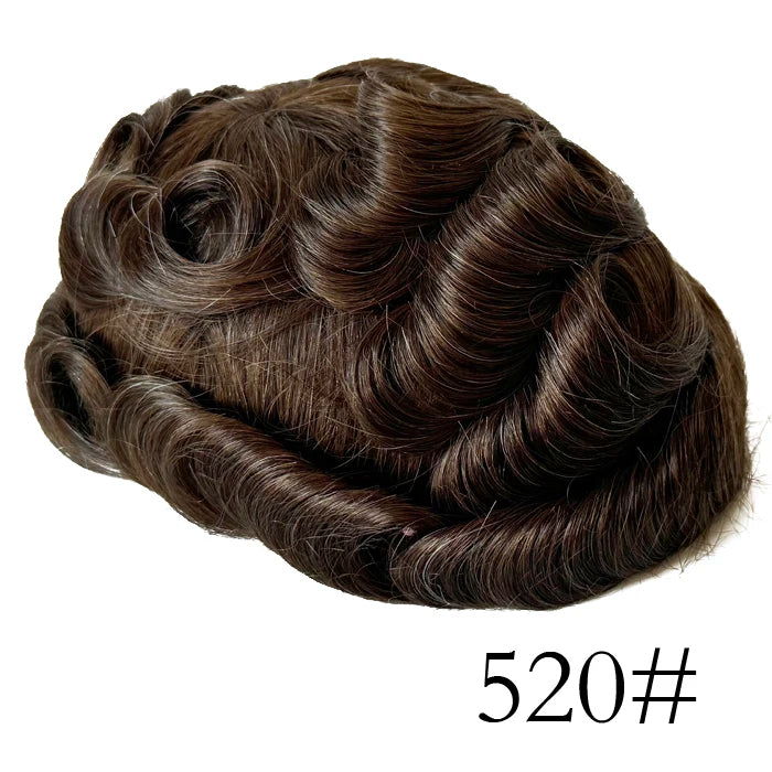 0.08mm Thickness PU Poly Base Double Knotted Toupee Human Hair Durable Time Long Lifespan Men's Capillary Prothesis