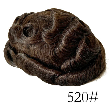 0.08mm Thickness PU Poly Base Double Knotted Toupee Human Hair Durable Time Long Lifespan Men's Capillary Prothesis