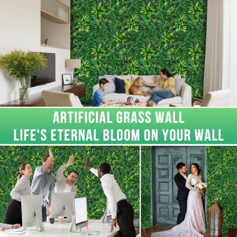 Artificial Plants Grass Wall Panel Boxwood Hedge for Indoor Outdoor Home Garden Vertical Decoration Fake Plant Grass Wedding