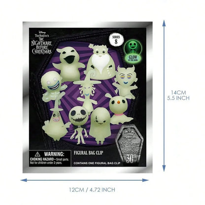 Random 1 Disney The Nightmare Before Christmas Glow In The Dark Blind Box Keychain Jack Sally Zero Oogie Boogie Collectible Gift