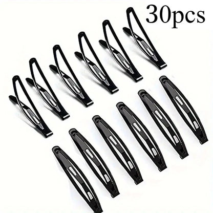 10/20/30 Pieces of Black Alloy Rectangular Hair Clips, Designed to Secure Hair Without Damaging It. Perfect for Daily Use.